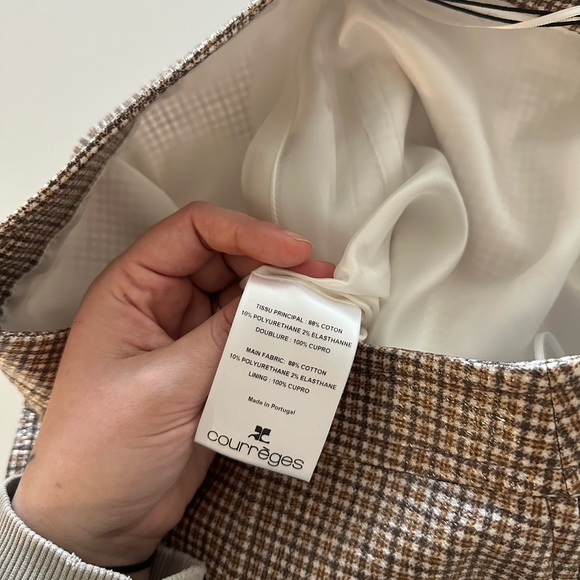 READ NEW Courrèges Reedition Checked Vinyl Mini Skirt Brown Appliquéd Logo 44. - Picture 10 of 10